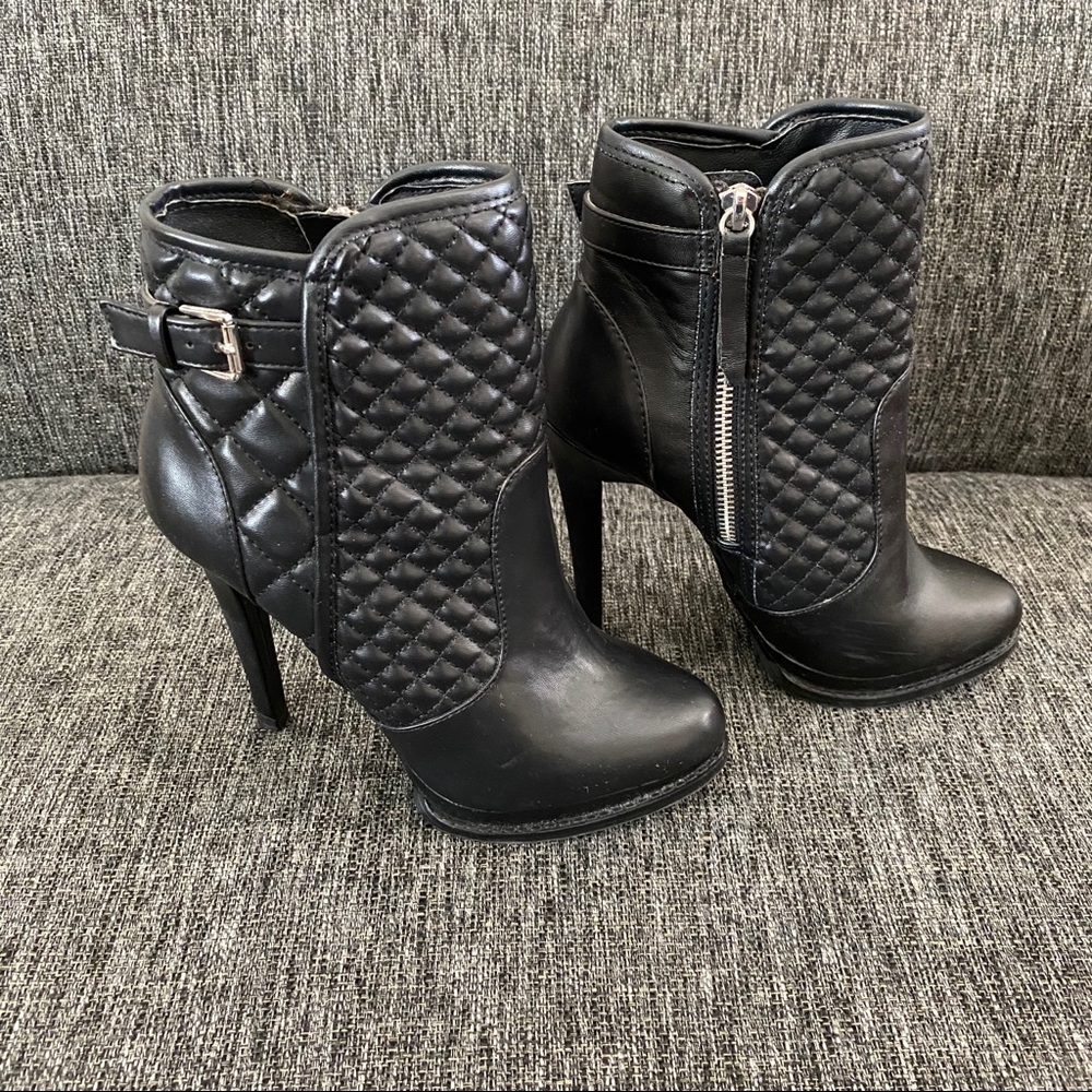 ZARA Quilted Leather Heeled Boots